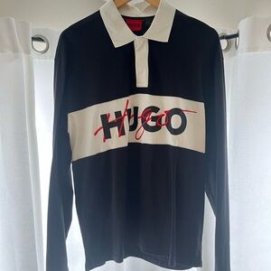 HUGO Black and Cream Logo Polo Shirt